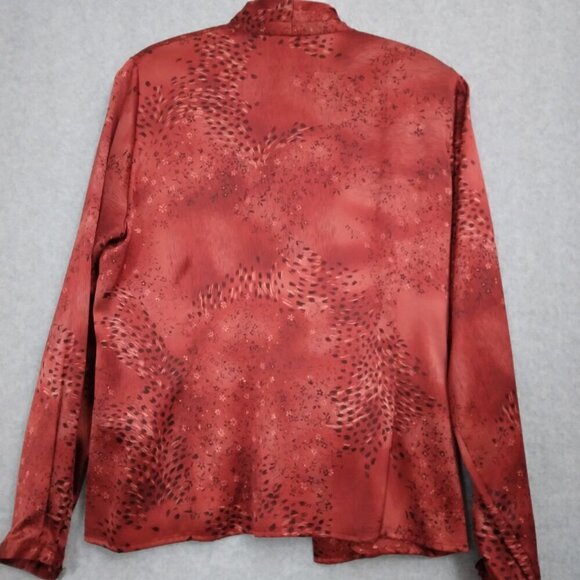 Austin Reed | Red Floral 100% Silk Wrap Blouse | Size 18 - Picture 6 of 9